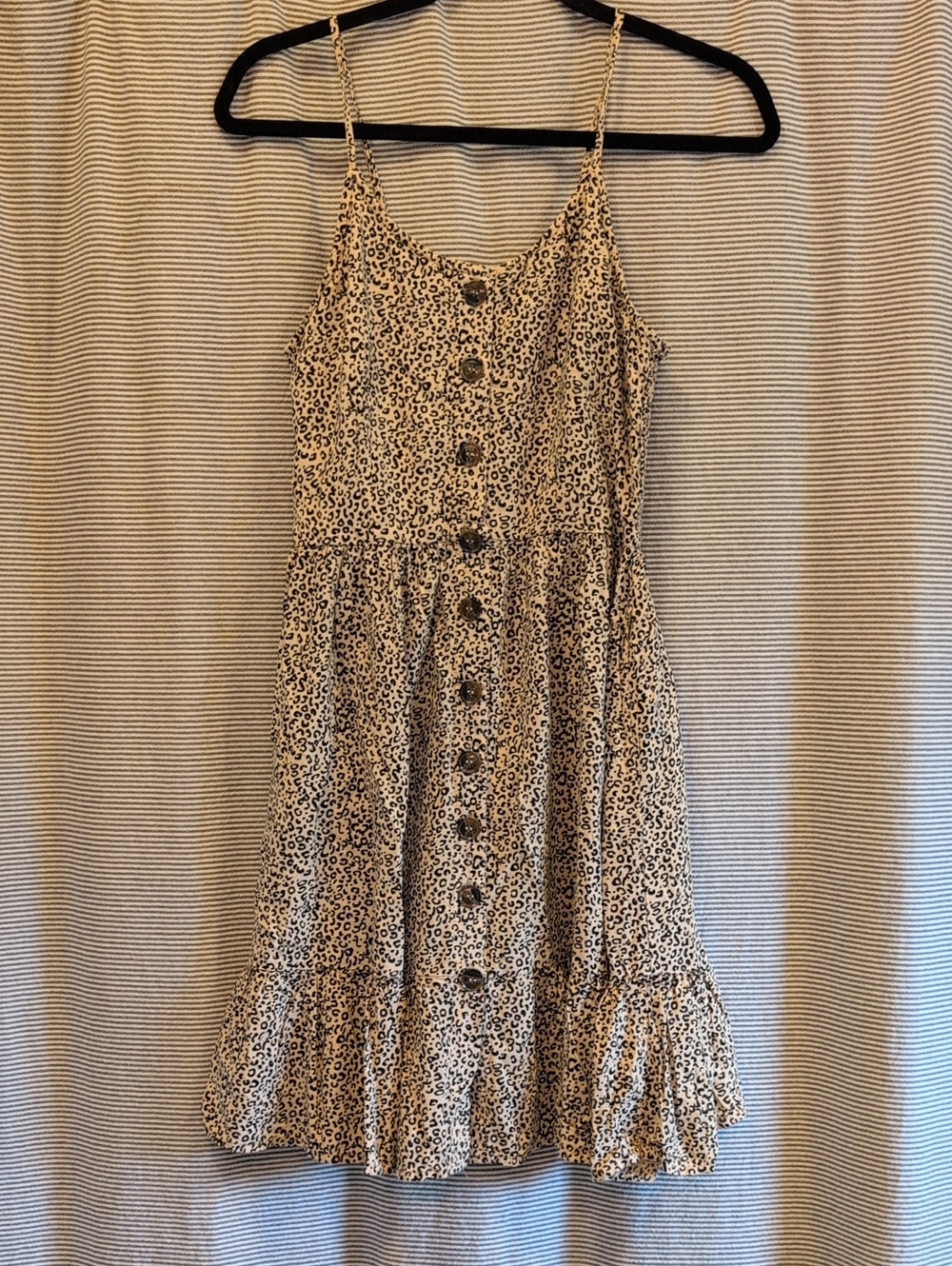 Japna Beige Leopard-Print Button-Front Mini Dress